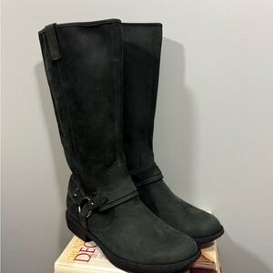 Kenneth Cole Reaction Size 10 Black Leather Heeled Boots